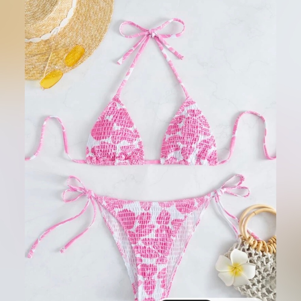 Pink Tropical Flower Bikini Set